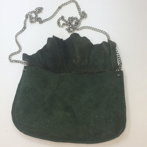 Handmade Crossbody Small Purse Green Leather - Picture 3 of 5